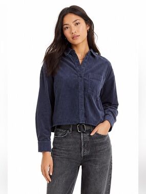 Madewell Variegated Corduroy Button-Up Shirt Jacket in Nighttime